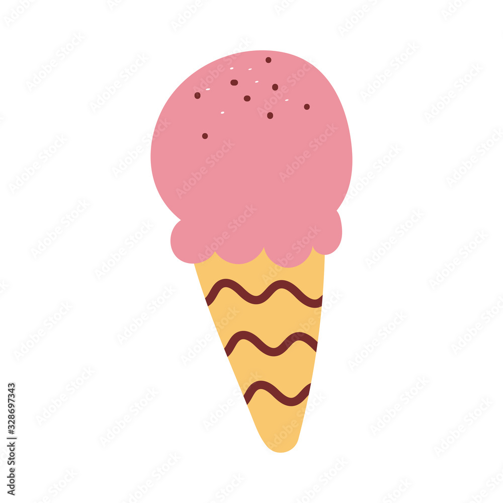 Sticker ice cream on white background