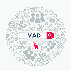 VAD mean (value added distributor) Word written in search bar ,Vector illustration.