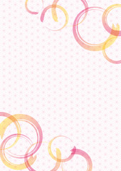 和柄と円　背景　麻の葉　ピンク