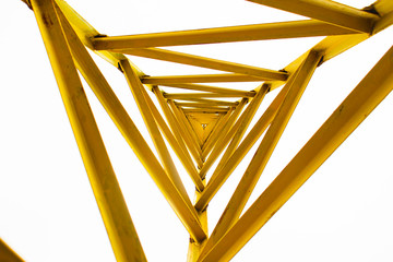 abstract yellow steel construction on white background
