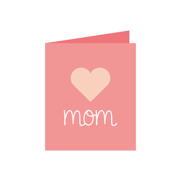 mom card with heart flat style icon vector design