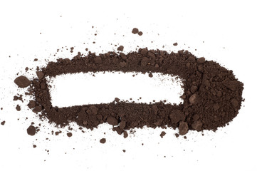 Frame from scattered soil on a white background