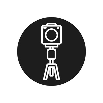 recommend clip art: camera over tripod line block style icon vector design