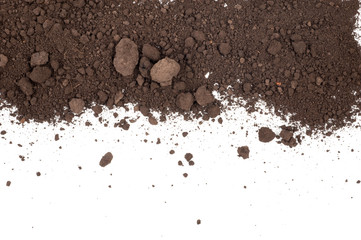 Scattered soil on a white background