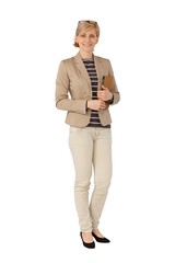 Businesswoman standing over white background