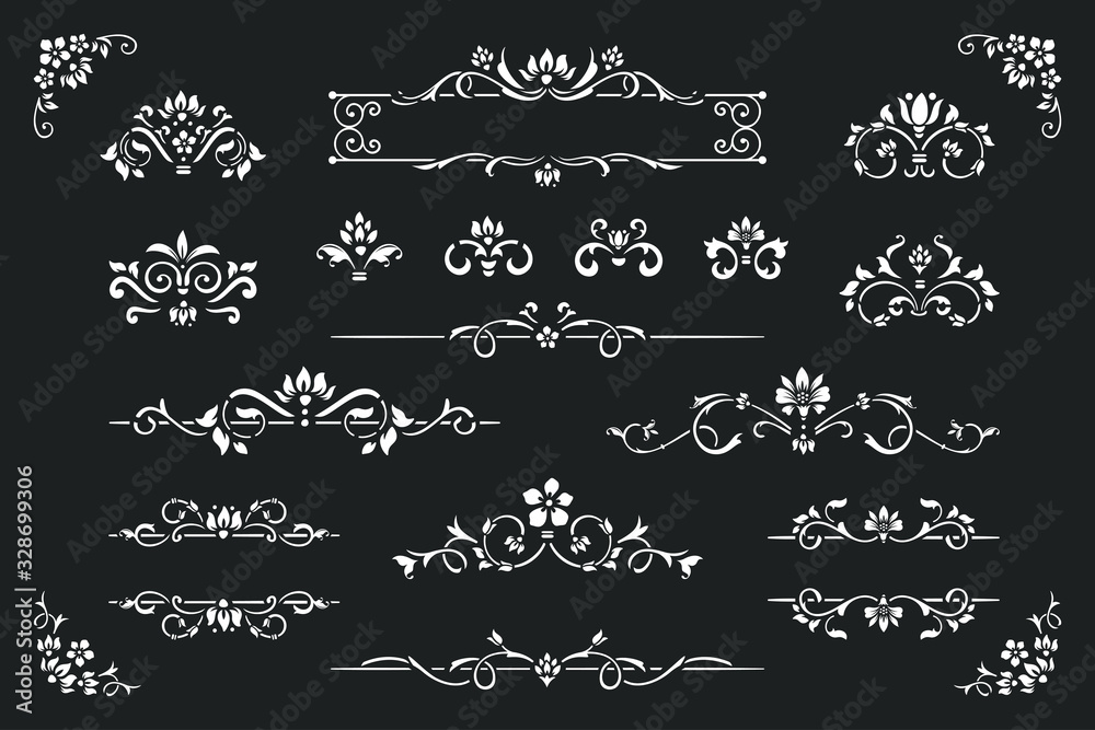 Wall mural Set of Vintage border element