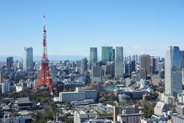 Fototapeta premium Tokyo 2020 Scenic view Widok na obserwatorium Widok z daleka W dzień Czyste, błękitne niebo