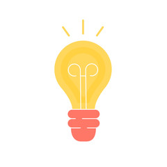 Simple luminous light bulb icon. Creative idea concept, brainstorm, energy. Vector flat.