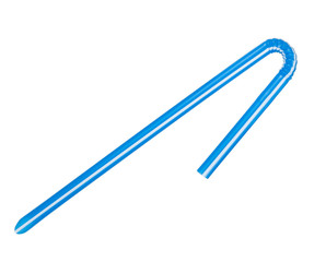 Blue juice straw on white background