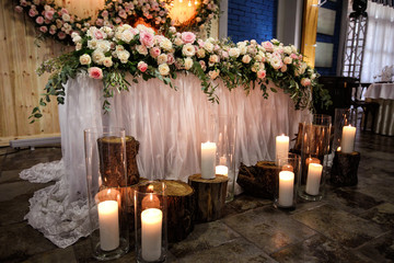 bride and groom table. Decor for a holiday or wedding.
