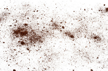 Scattered soil on a white background