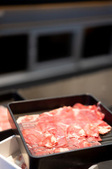 Slice of raw beef meat set