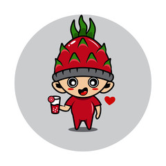 Dragonfruit mascot cute character activity illustration
