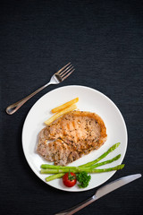 pork steak is cooked