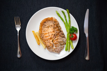 pork steak is cooked