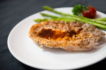 pork steak is cooked