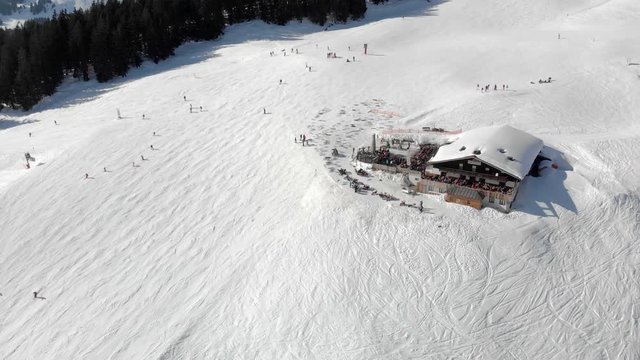 Skiers from a drone