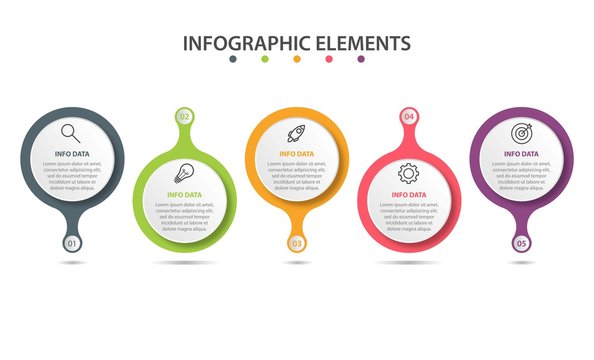 Business Infographic template. Thin line design with numbers 5 options or steps.