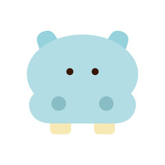 Cute hippo cartoon flat style icon vector design