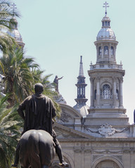 Fototapeta premium Cathedral of Santiago de Chile, located in the Plaza de Armas