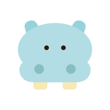 Cute hippo cartoon flat style icon vector design