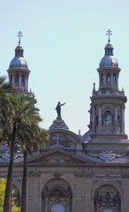 Fototapeta na wymiar Cathedral of Santiago de Chile, located in the Plaza de Armas