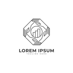 Fototapeta premium Business Teamwork with Hands Charts Bar Logo Vector Icon Illustration