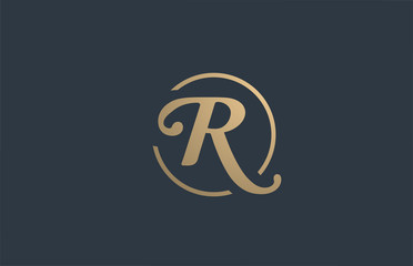 gold golden yellow alphabet letter R logo icon design for business company - obrazy, fototapety, plakaty
