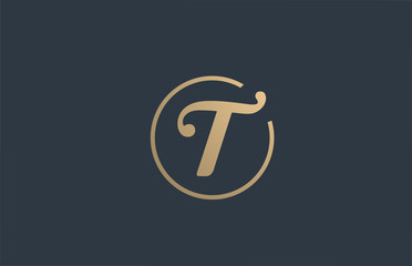 gold golden yellow alphabet letter T logo icon design for business company - obrazy, fototapety, plakaty