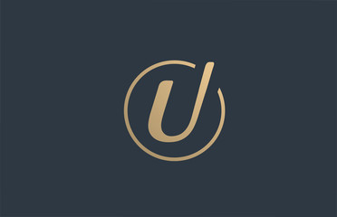 gold golden yellow alphabet letter U logo icon design for business company