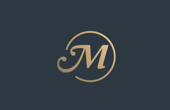 gold golden yellow alphabet letter M logo icon design for business company