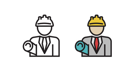 Foreman icon. Sign construction project manager. Vector illustration in flat style.