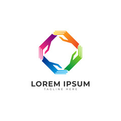 Business Teamwork with Hands Gradient Logo Vector Icon Illustration