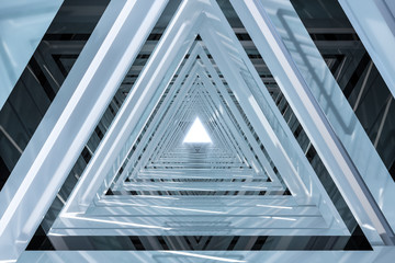 Obraz premium Trójkątny tunel, czas wahadłowy, renderowanie 3d.