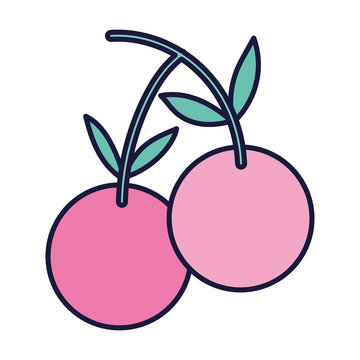 cherry fresh fruit food cartoon icon style design
