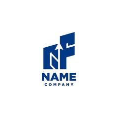Fototapeta premium QF monogram logo with a negative space style arrow up design template