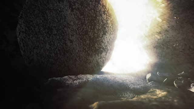 Easter Background - The Stone Is Rolling Away From Jesus' Tomb