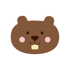Cute beaver cartoon flat style icon vector design