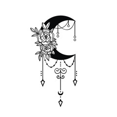 Crescent moon floral style, moon decoration element