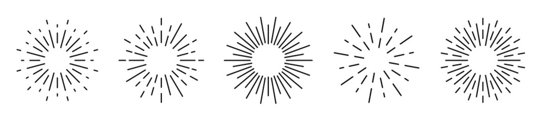 Obraz premium Zestaw Sunburst na białym tle. Czarny kolor Sunburst. Płaski - wektor.
