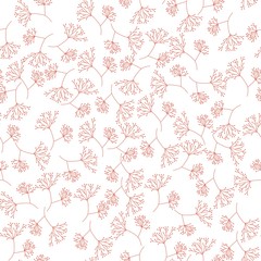 Seamless abstract floral herbs pattern. Orange background. Ornament for wrapping, wallpaper, tiles.