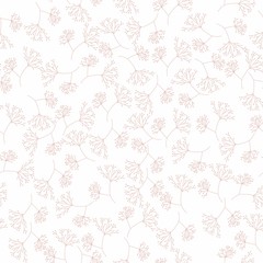 Seamless abstract floral herbs pattern. Orange background. Ornament for wrapping, wallpaper, tiles.