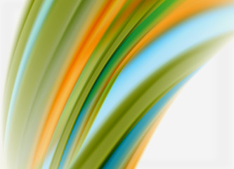 Wave lines abstract background, smooth silk design with rainbow style colors. Liquid fluid color waves. Vector Illustration