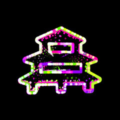 Symbol temple from multi-colored circles and stripes. UFO Green, Purple, Pink