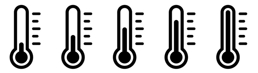 Weather Sign. Temperature icon set. Temperature Scale Symbol. Warm cold Symbol - stock vector. - obrazy, fototapety, plakaty