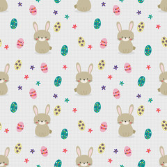 Cute rabbit and easter eggs seamless pattern.