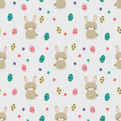 Cute rabbit and easter eggs seamless pattern.