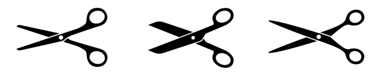 Fototapeta Scissors set. Flat icon style. Collection scissors black on white background. - stock vector. obraz