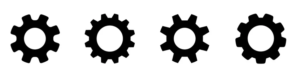Fotobehang Gear set. Black gear wheel icons on white background - stock vector. © Comauthor