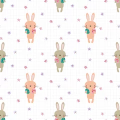 Tapeten Nahtloses Muster des netten Kaninchens und der Ostereier. © misspin